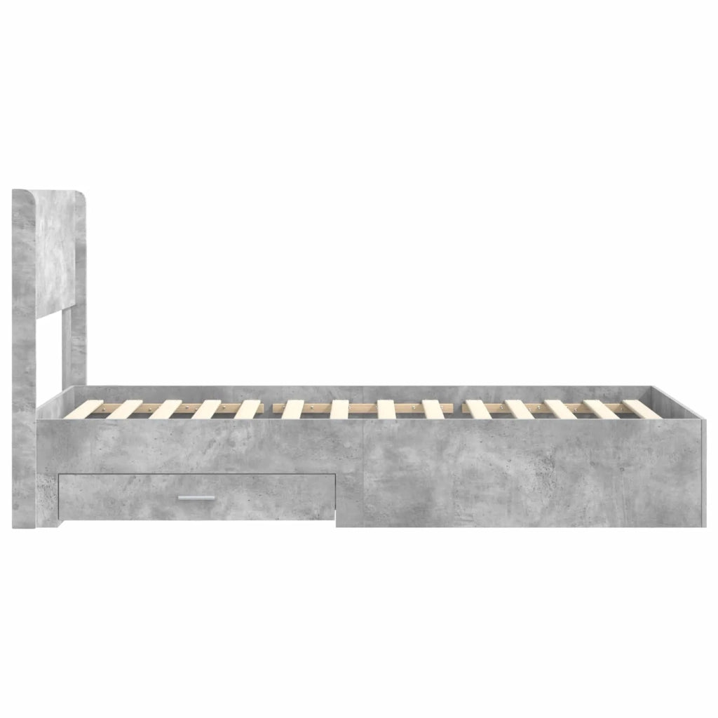 Struttura del letto con stoccaggio e testata Grigio Cemento 3414502