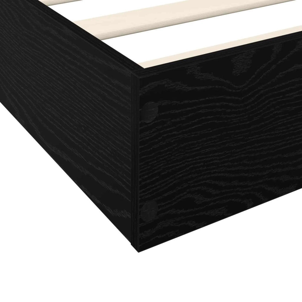 Letto singolo | Letto per adulti | Struttura letto a pavimento Rovere Nero 80 x 200 cm