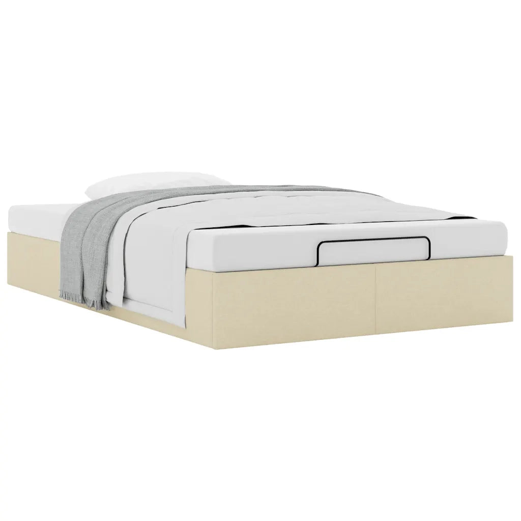 Struttura Letto Pouf senza Materasso Crema 120x200 cm Tessuto