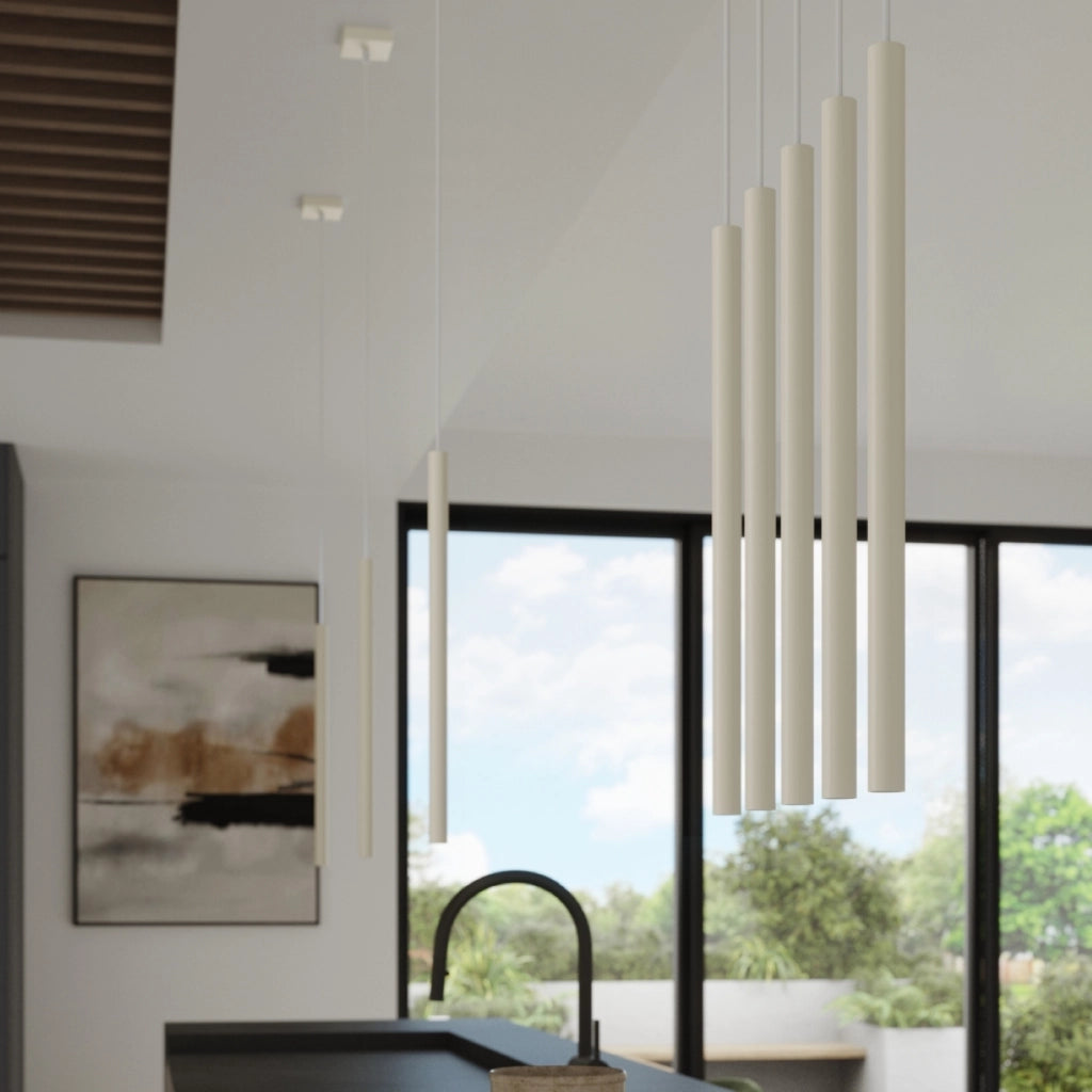Lampada a sospensione Pastelo Ocean Green a 3 luci in acciaio moderno beige 30x5x94cm