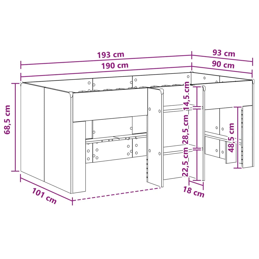 Letto Alto per Bambini | Letto Infantile | Lettino 2 pcs Rovere Sonoma 90 x 190 cm