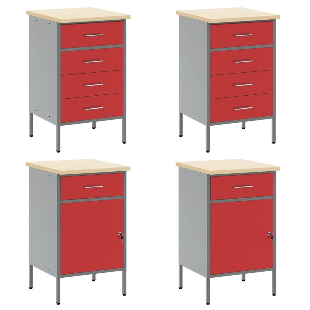 Set di mobili da lavoro con cassetto con blocco 10 pcs Rosso 3321493