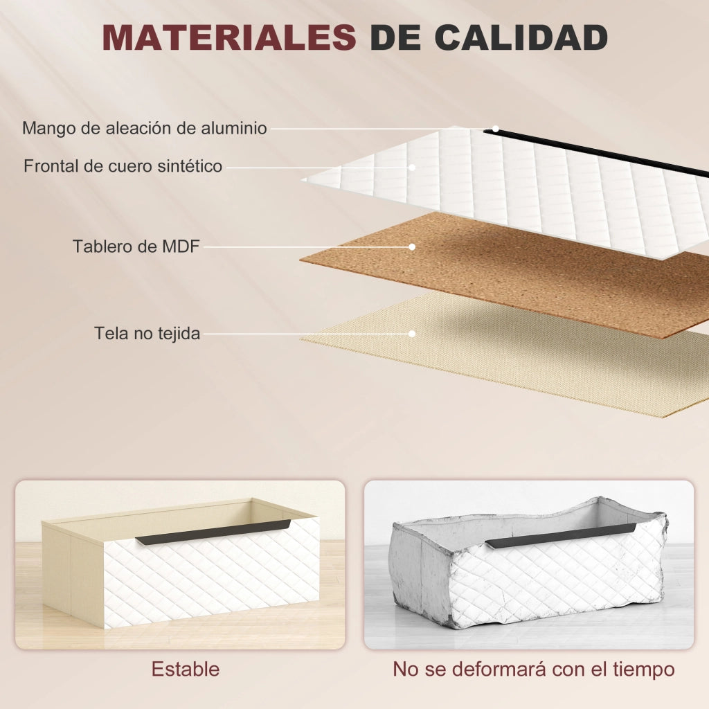 Cassettiera con 6 Cassetti Tessuto Diamante ¨C zephmum ¨C Naturale e Bianco