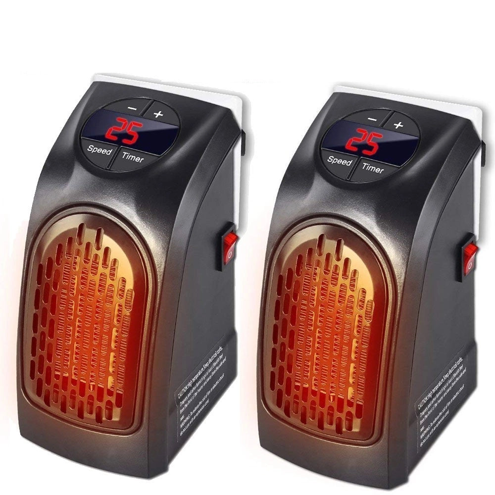 Trade Shop - Set 2 Pezzi Stufa Elettrica 400w Riscaldamento Portatile Spina Presa Elettrica -