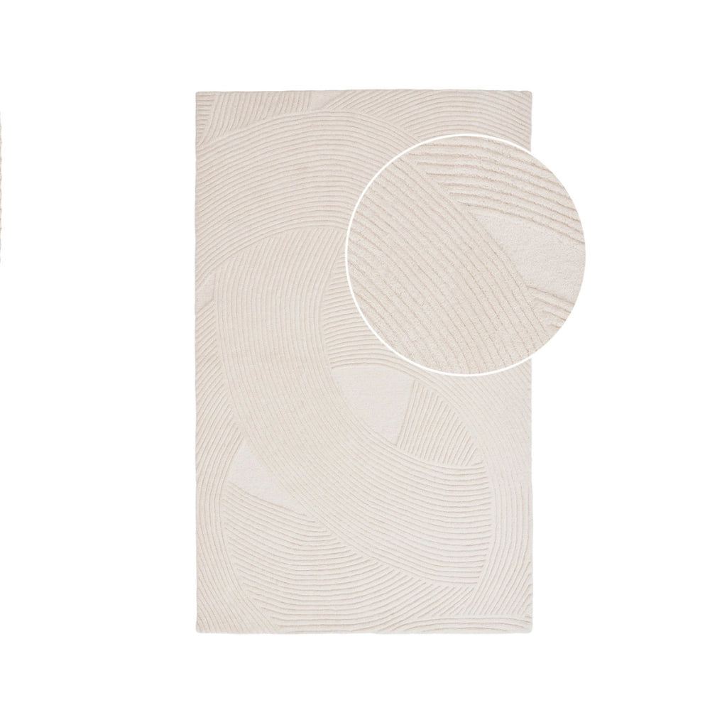 Tappeto Rettangolare Pune, Bianco, Poliestere, 160x230x1 cm