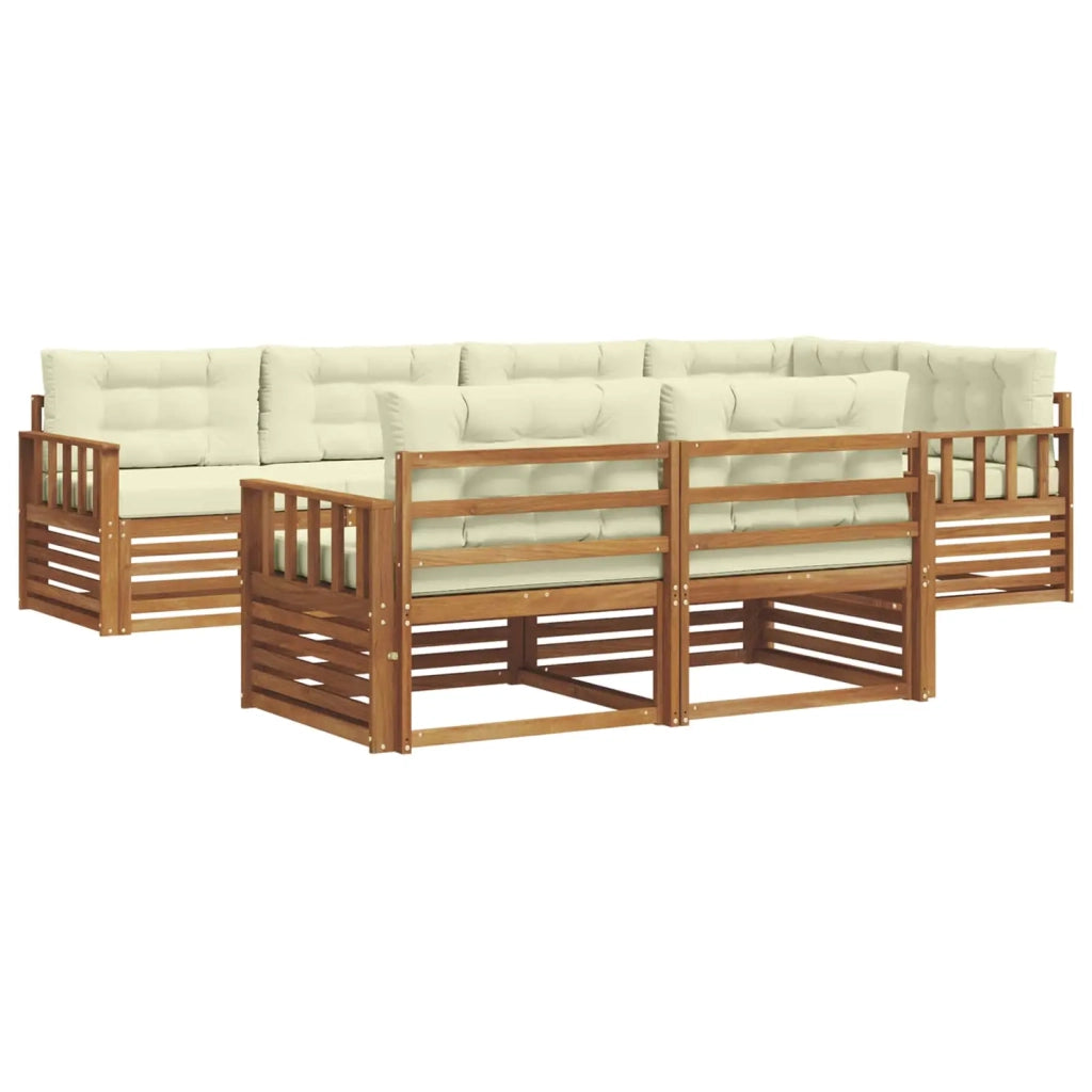Set di divani da esterno con cuscino 7 pcs Naturale e Crema 3373610