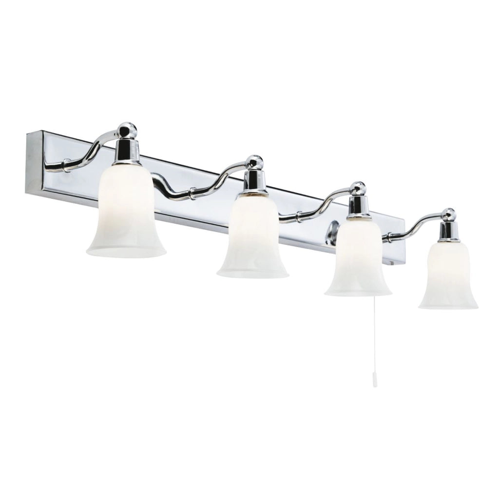 Applique Equador 4Lt - Metallo cromato e vetro opalino