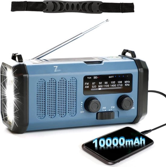 Radio di Emergenza Portatile - Radio Solare Rinnovabile - 10000mAh - Powerbank a Energia Solare - Impermeabile