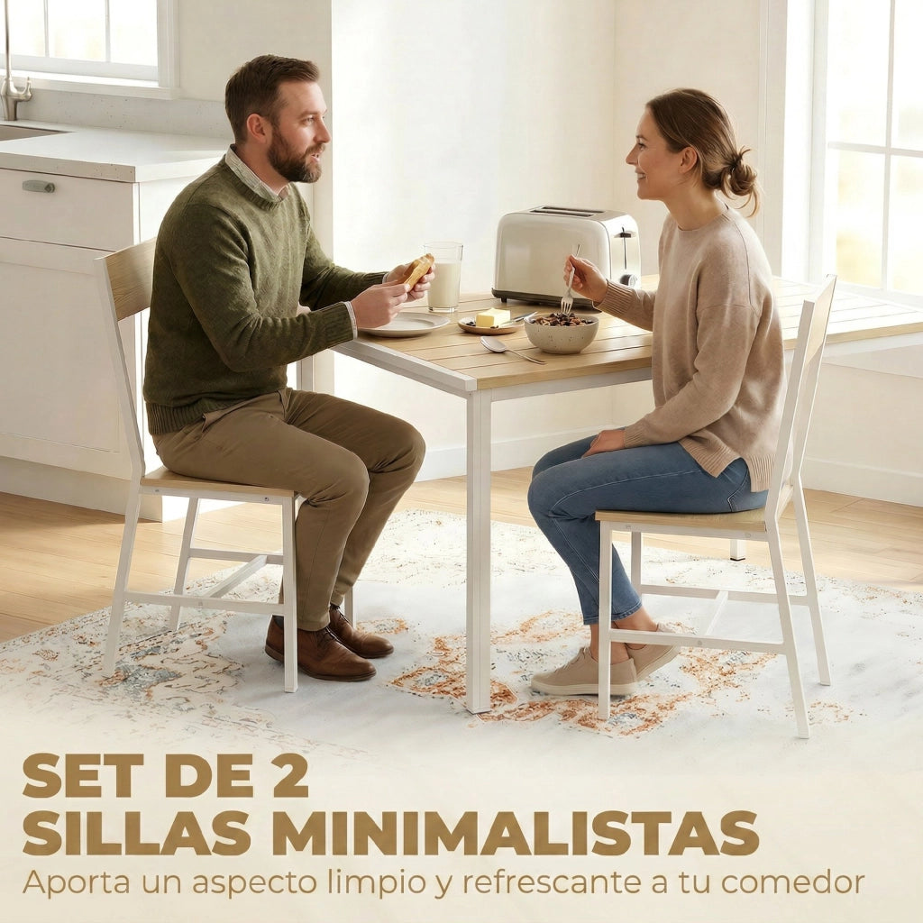 Set 2 Sedie da Pranzo ¨C Xylo ¨C Struttura Metallo Schienale Inclinato Naturale