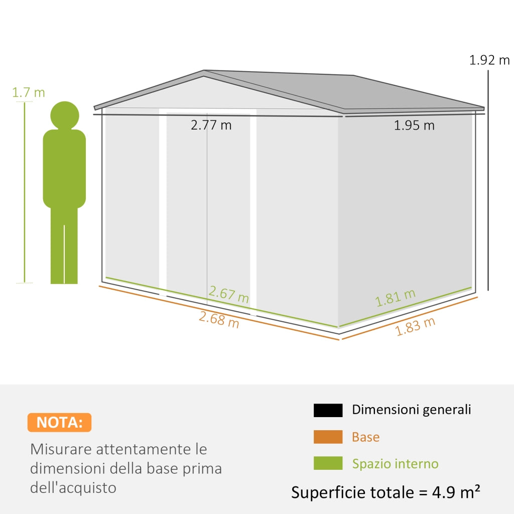 Casetta da Giardino in Acciaio ¨C Xylo ¨C Verde Scuro 277x195x192 cm