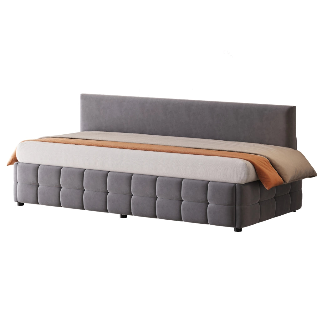 Letto singolo imbottito 90x200 cm con contenitore idraulico e schienale