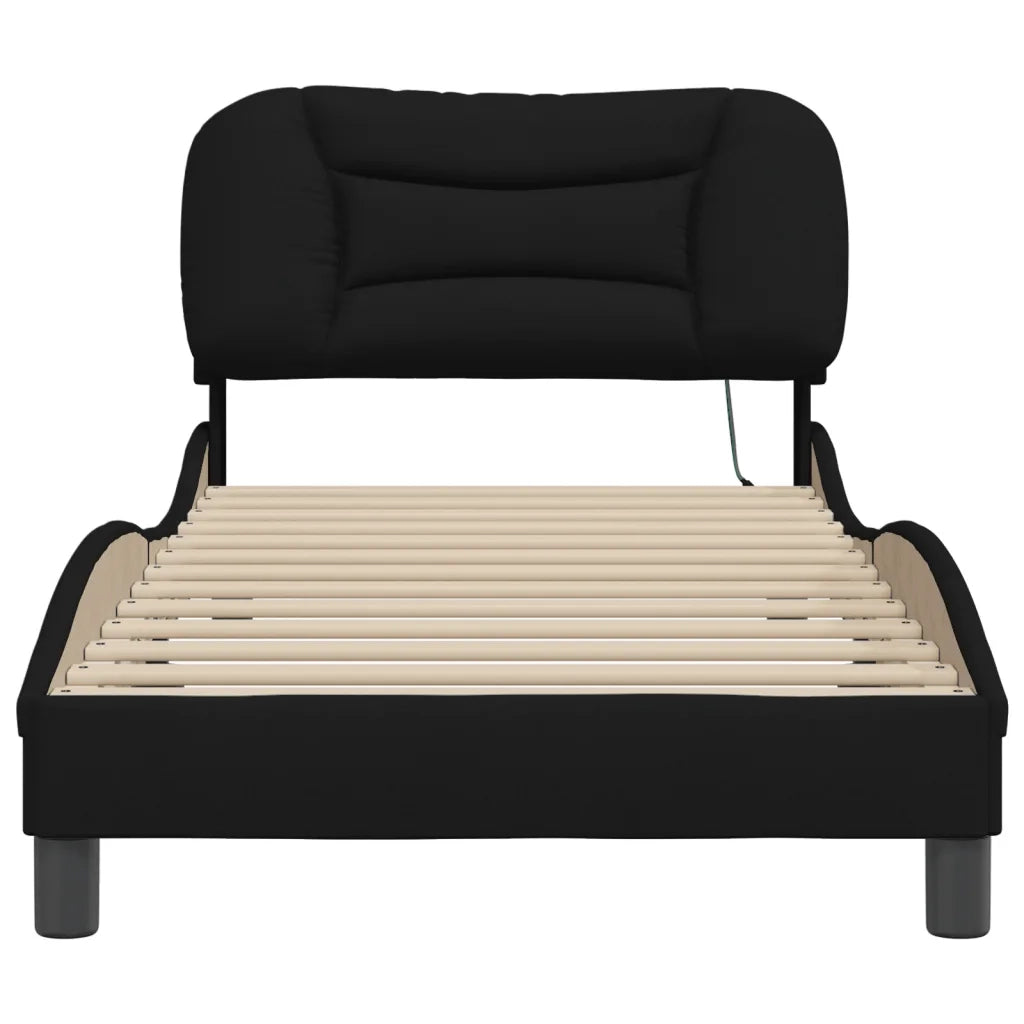 Giroletto con LED senza Materasso-Struttura Letto Hvar Nero 90x190 cm in Tessuto