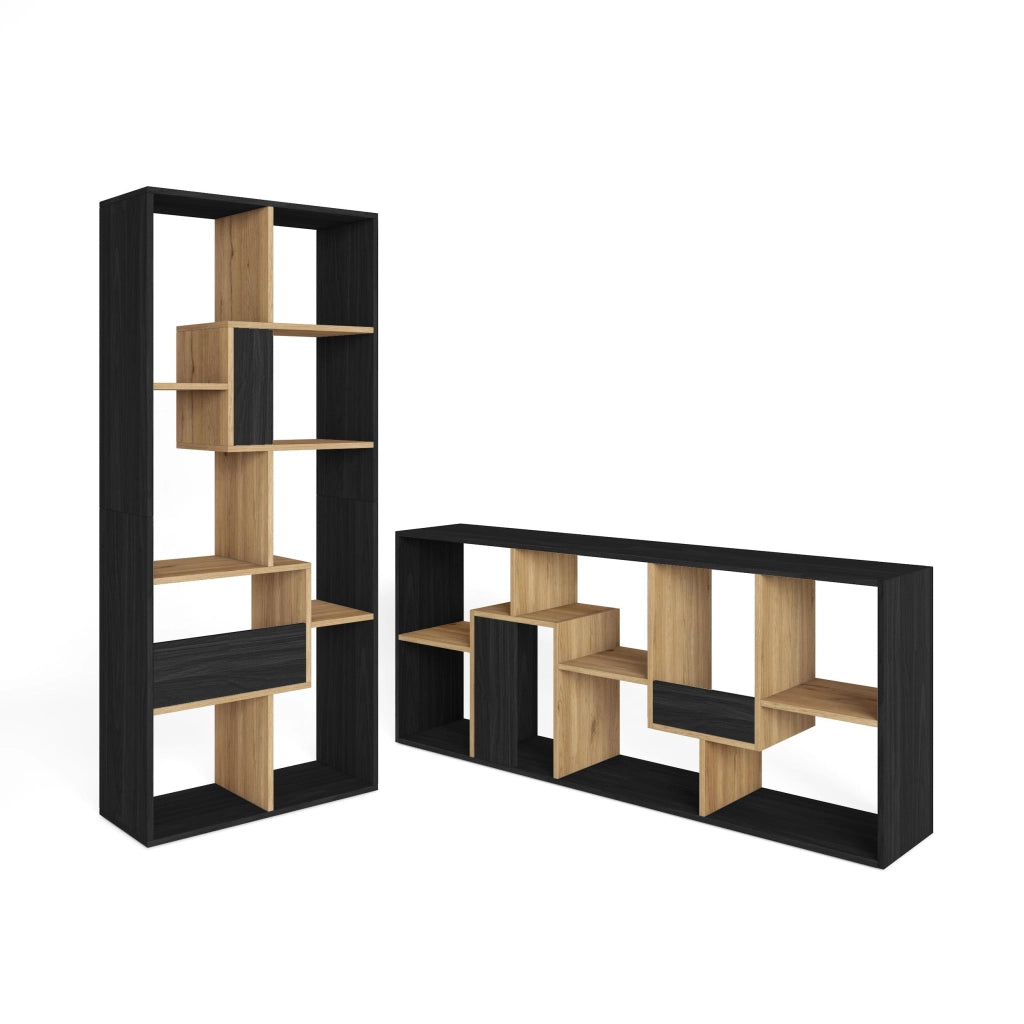 Libreria scaffale, 162x67x31cm, Per libri, Nero e rovere RF4119