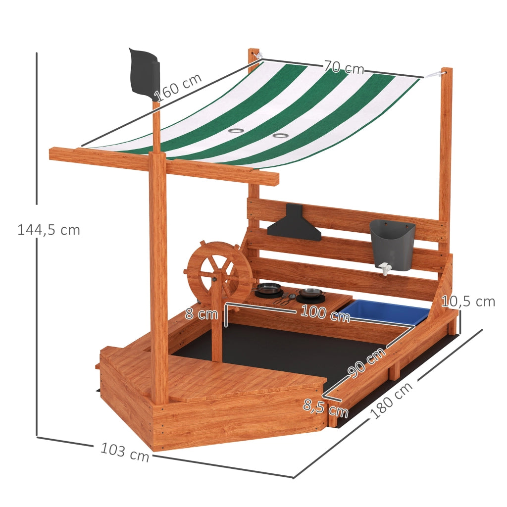 Set Gioco Giardino Piratenschiff ¨C zephmum ¨C Legno, Verde, 180x103x144.5 cm