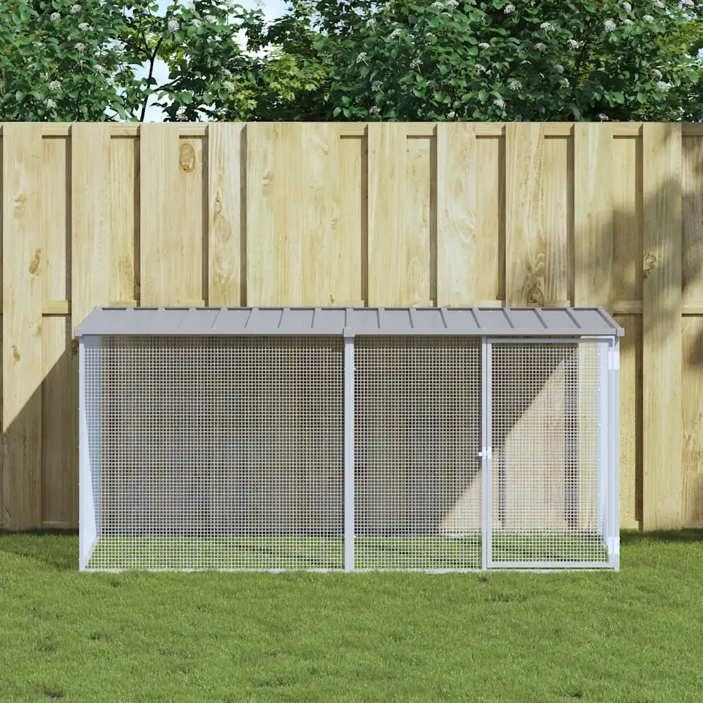 Gabbia per polli con tetto grigio chiaro 203x98x90 cm in acciaio zincato CFW9633839