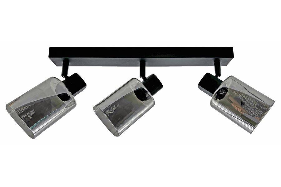 Plafoniera nera Harlow 3 luci vetri fumé E14 40W Reality