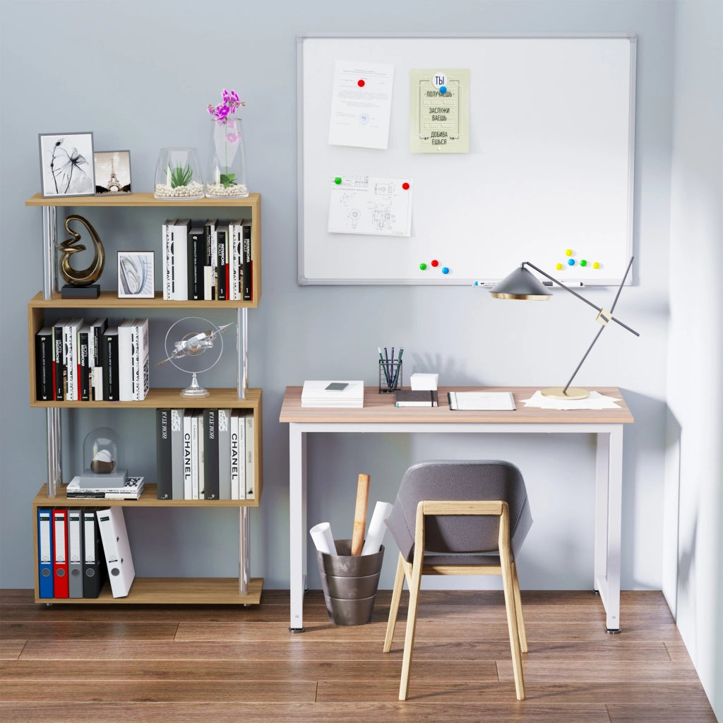 Scrivania per Computer Salvaspazio con Piedini Regolabili. Tavolo Scrittoio Scrivania PC per Gaming. Casa. Sala da Pranzo. Studio e Ufficio. 120x60x76 cm. Rovere e Bianco