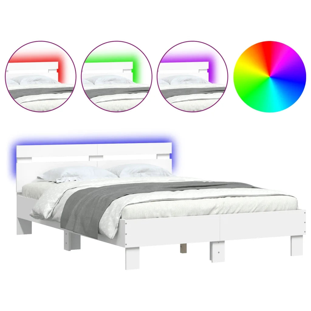 Giroletto con Testiera e LED-Struttura letto con testiera Bianco 120x190 cm