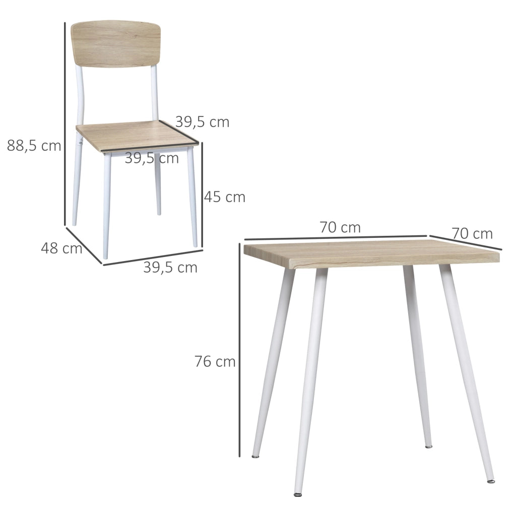 Set tavolo pranzo quadrato 2 sedie ¨C Xylo ¨C MDF bianco telaio metallo 3 pezzi