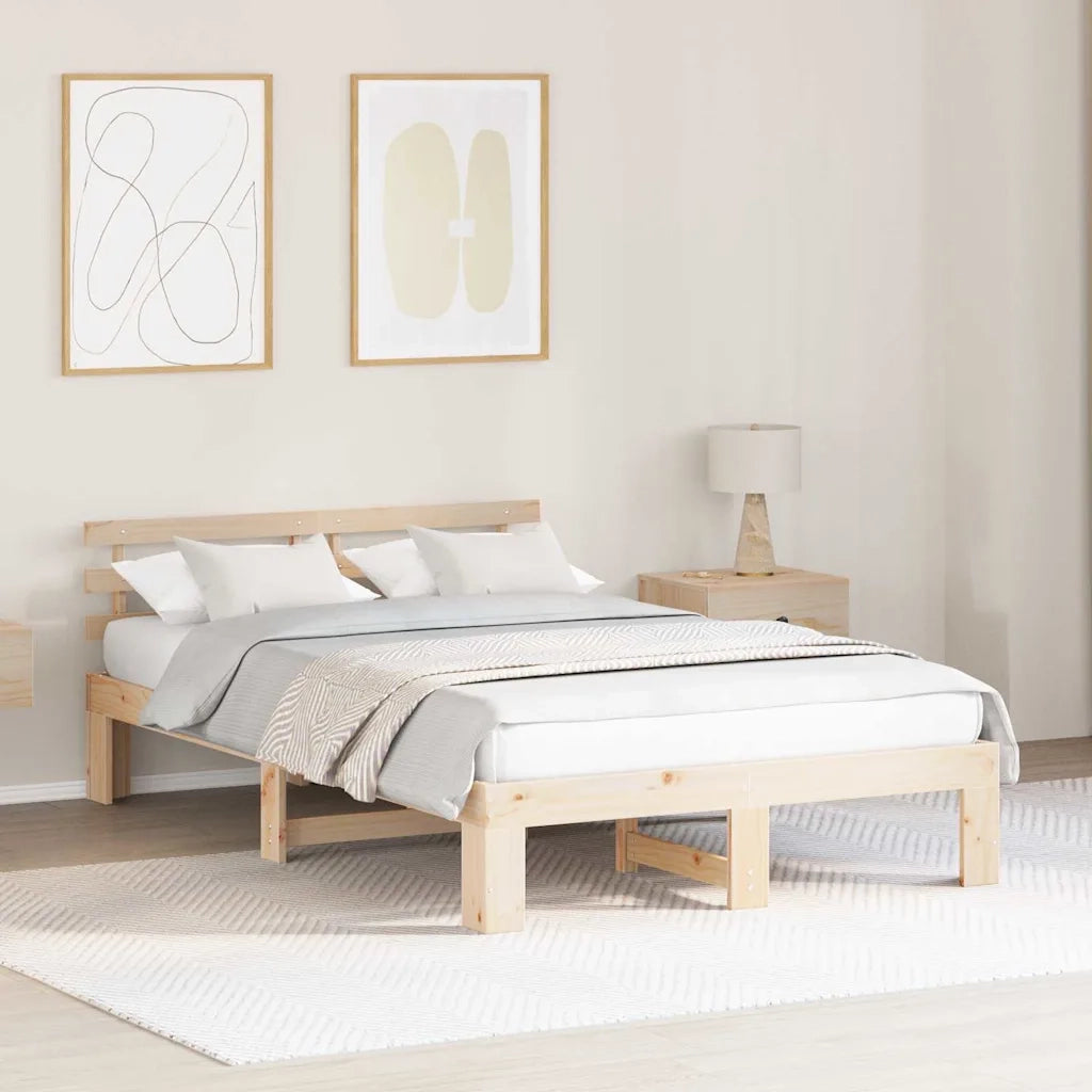 Struttura del letto-Giroletto Naturale 135 x 190 cm Pino massello 790873