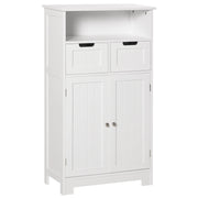 Mobile Bagno Multiuso Salvaspazio, Armadietto da Bagno con Armadietto 2 Ante, Mensola e 2 Cassetti Regolabili, 60x30x108.8cm, Bianco