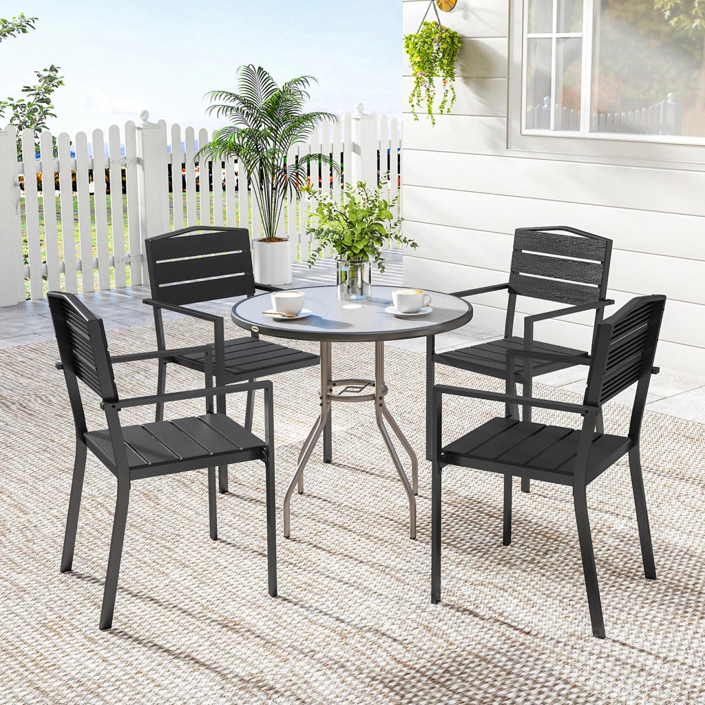Sedia da giardino impilabile con braccioli ¨C Minimal ¨C Nero 52x51x90 cm