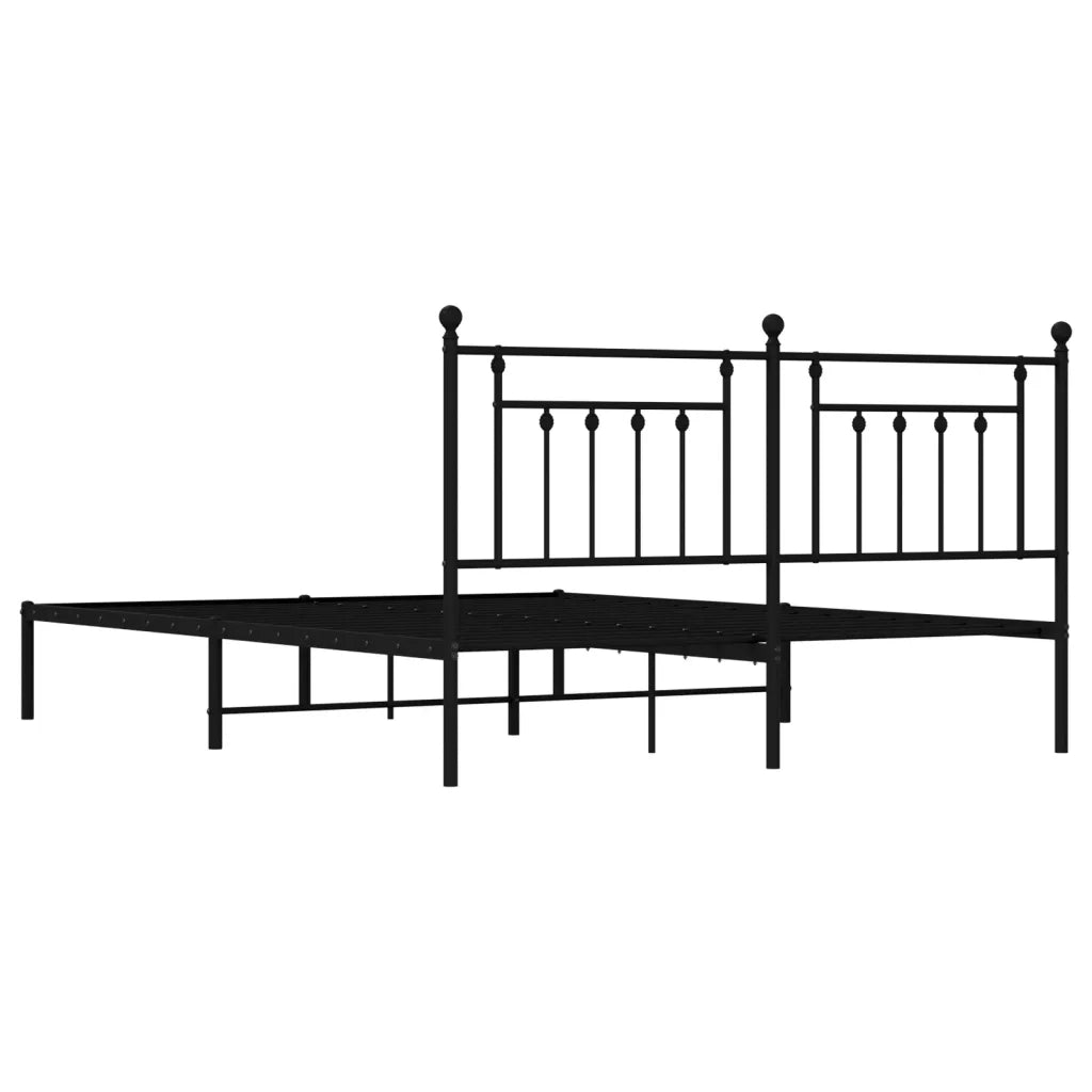 Letto matrimoniale | Letto per adulti | Giroletto con Testiera in Metallo Nero 160x200 cm