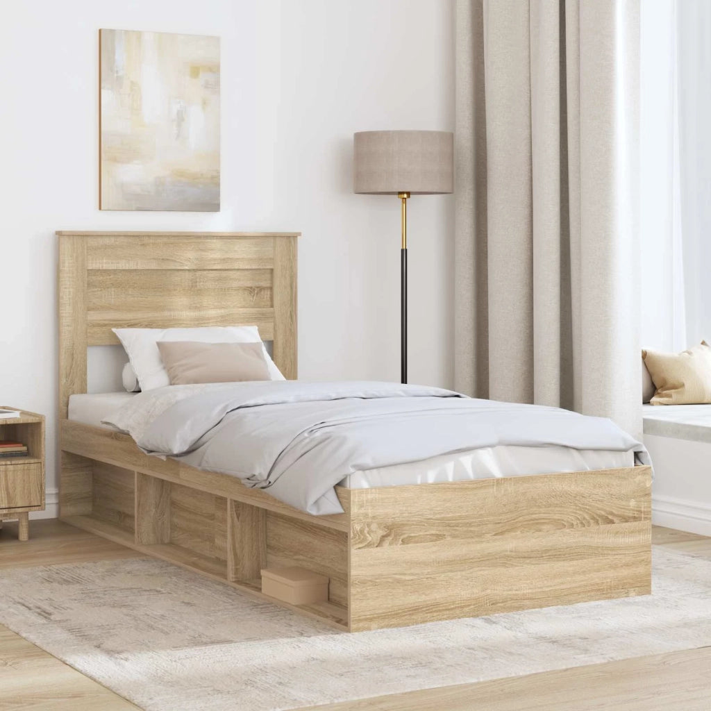 Struttura del letto-Giroletto Rovere Sonoma 75 x 190 cm Pino massello 519018