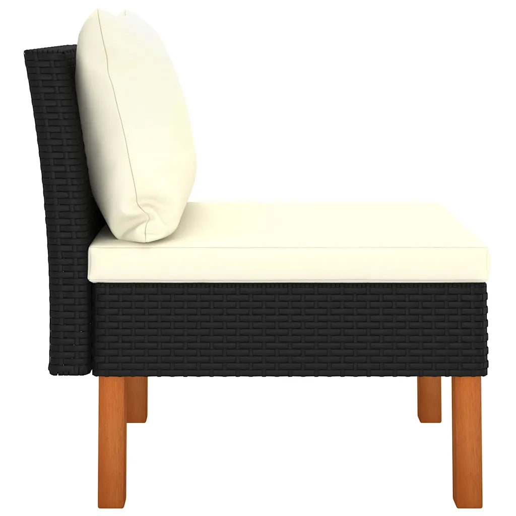 Divano componibile-Divani Centrali 2 pz Polyrattan e Legno Massello di Eucalipto 307394
