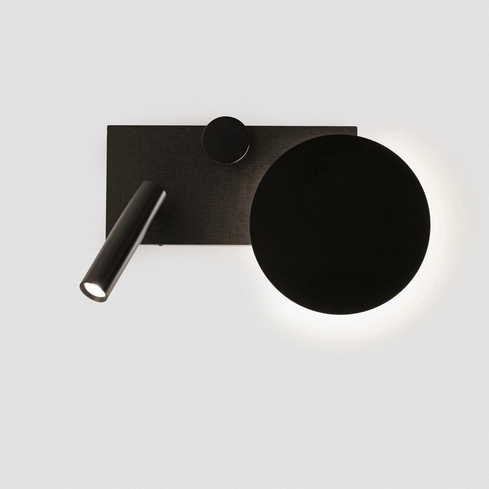 Faro Barcelona - Lampada da parete Klee con braccio lettura a sinistra Led 10W - Led Integrato, Dimmer, Doppia Accensione - Nera