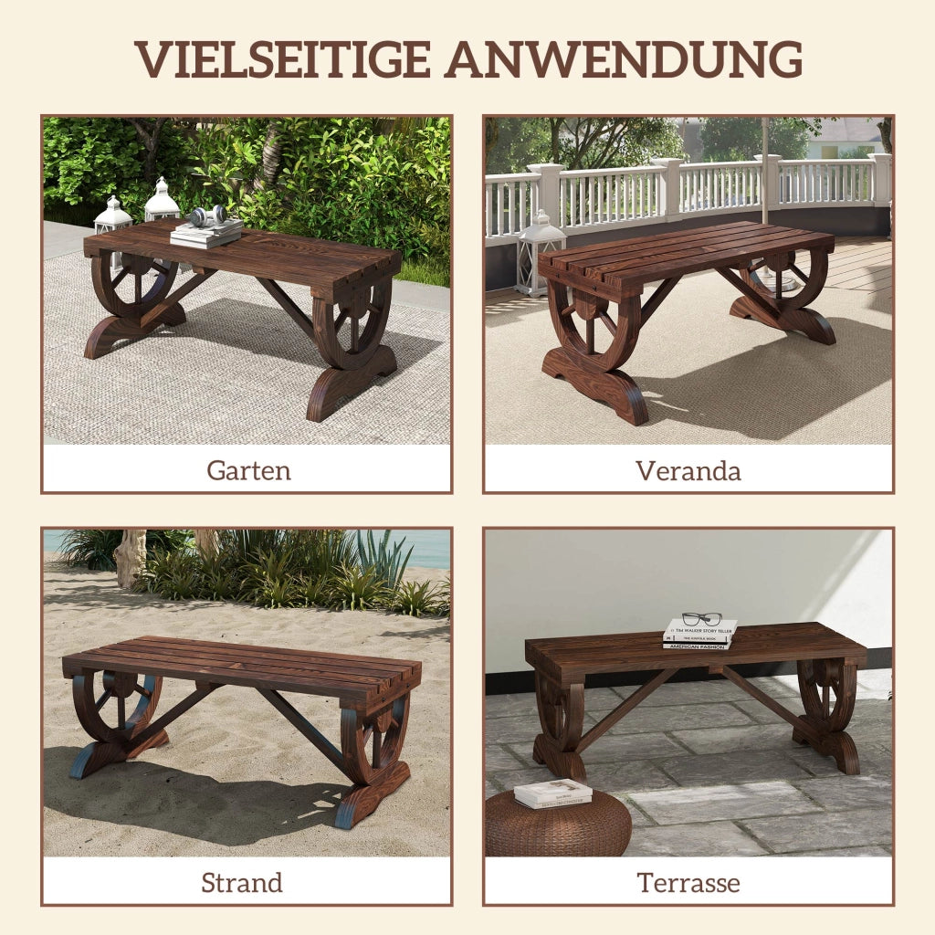 Panchina da giardino in legno naturale resistente alle intemperie; stile rustico; 98 x 50 x 39;5 cm; mobili da esterno pratici