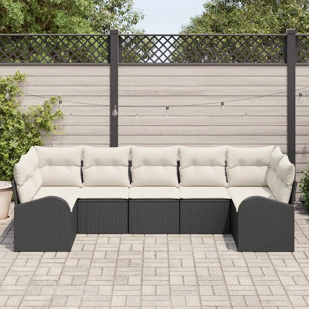Set Divano da Giardino 7 pcs Nero Rattan in Polipropilene