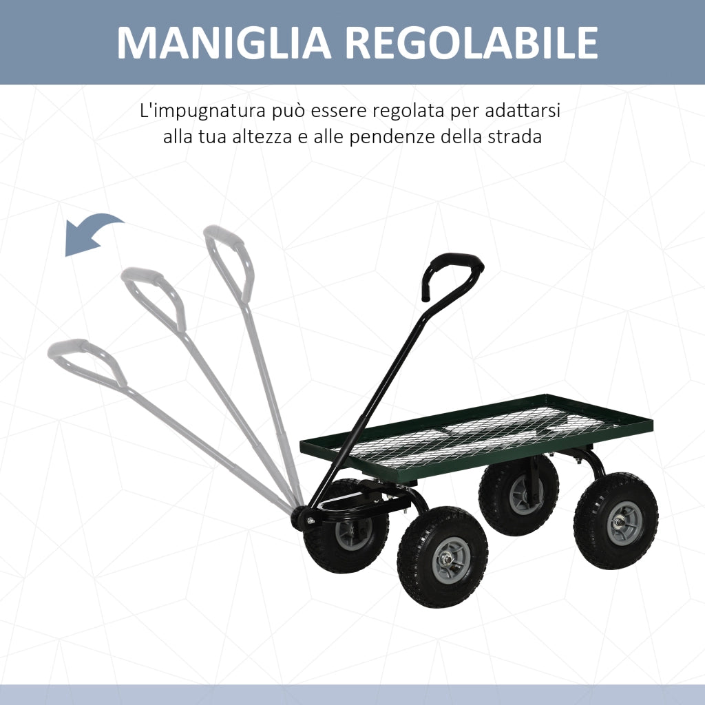 Carrello Giardino in Acciaio ¨C Minimal ¨C Nero e Verde 94x48.5x100 cm
