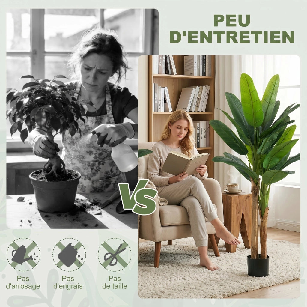 2 piante artificiali banano in vaso ¨C Minimal ¨C verde 150 cm