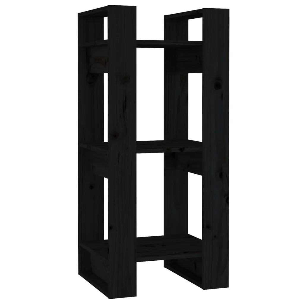 Libreria/Divisorio Nero 41x35x91 cm in Legno Massello di Pino 813863