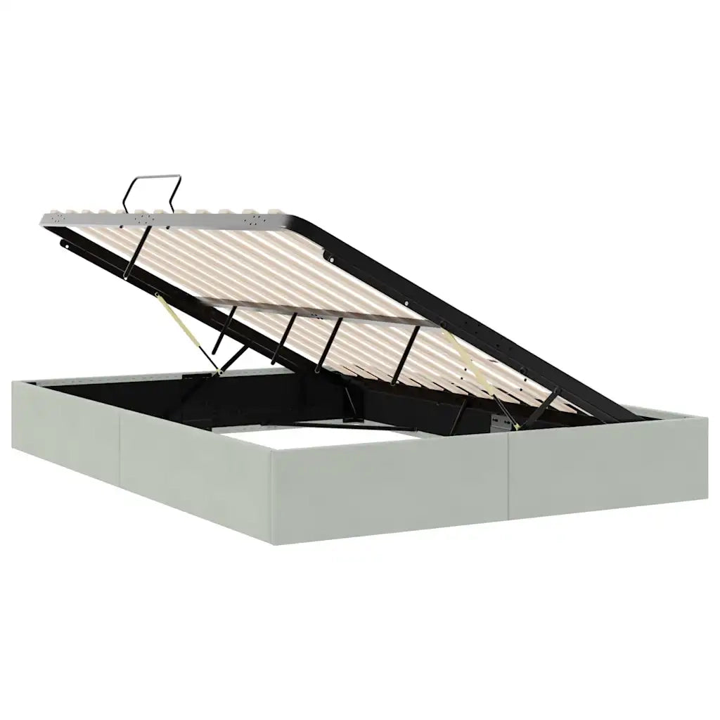 Letto con Contenitore Grigio Chiaro 153 x 203 cm Velluto 3370136
