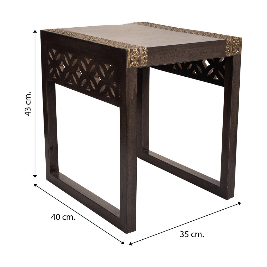 Tavolo in legno e metallo grigio 35x40x43 h