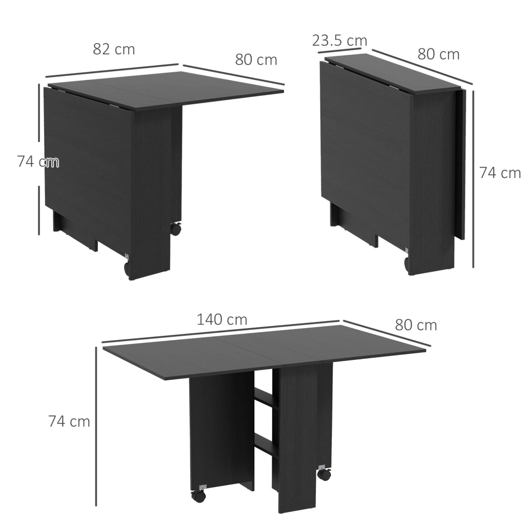 Tavolo Pieghevole Salvaspazio Allungabile ¨C Xylo ¨C 6 Persone Nero con Ruote