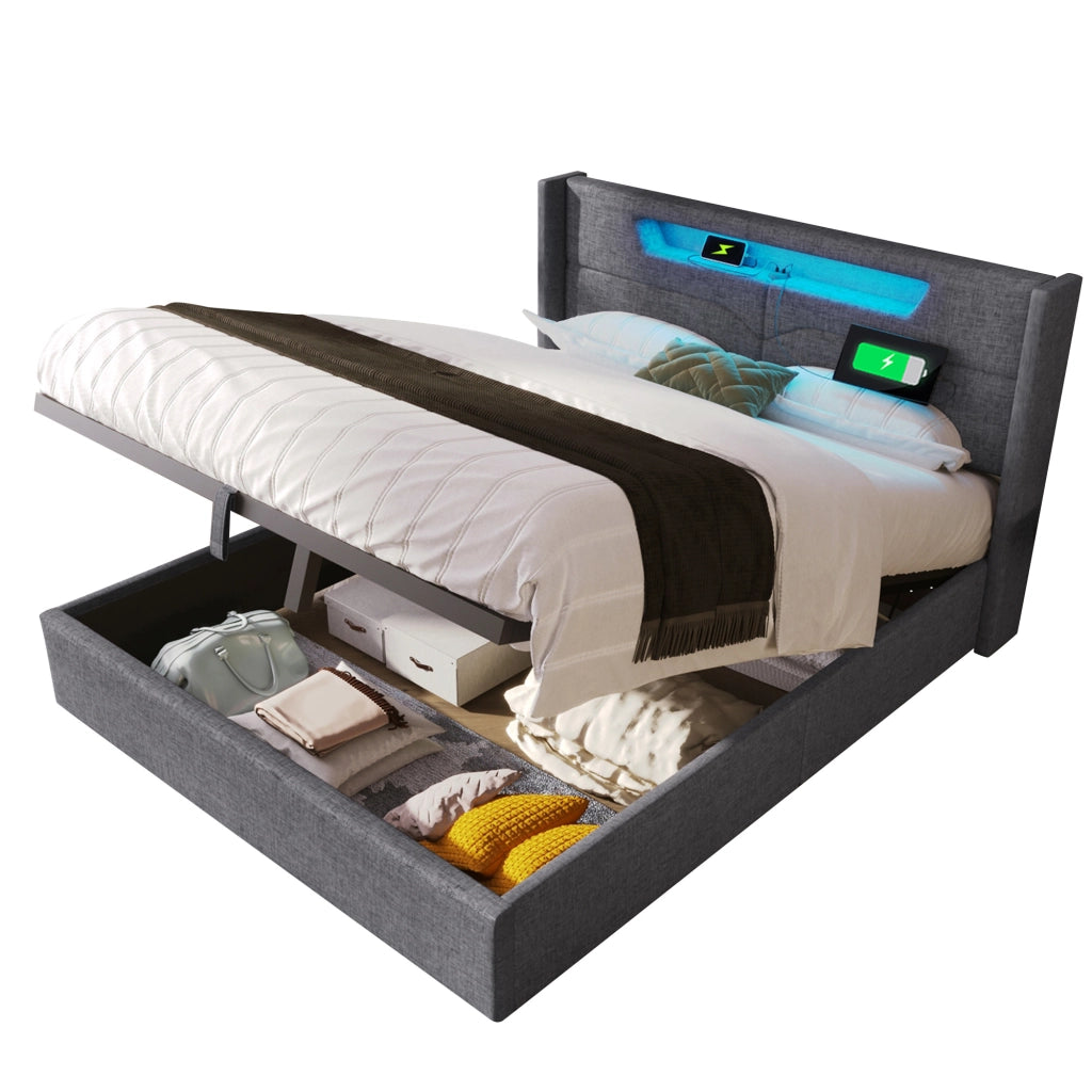 letto imbottito lino grigio 160x200 cm