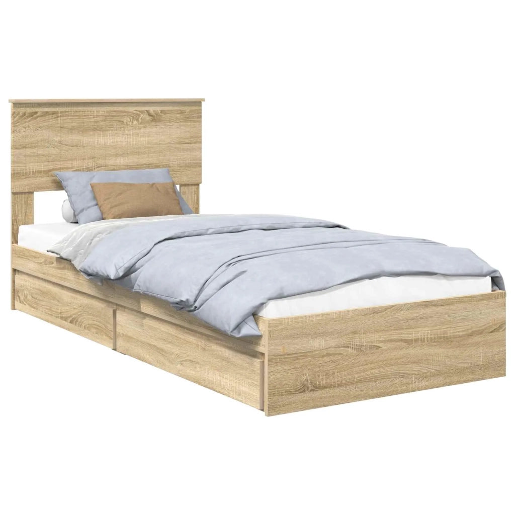Letto con Contenitore con testiera Rovere Sonoma 90 x 200 cm 3410835