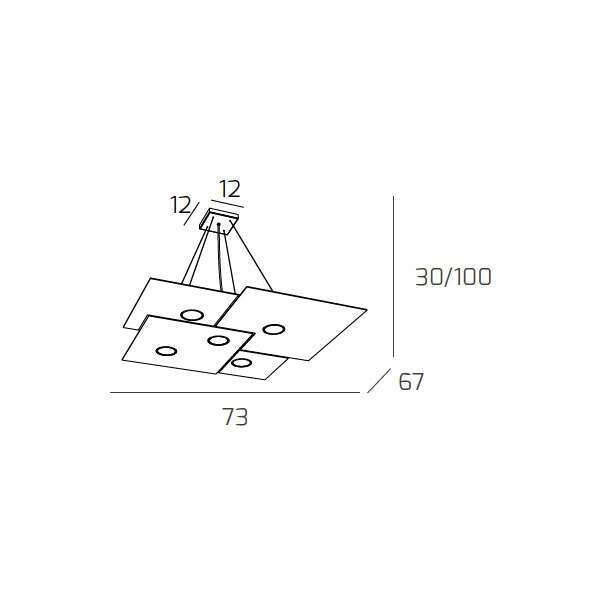 PLATE SOSPENSIONE 5+2 LUCI ATTACCO GX53 BIEMISSIONE SABBIA