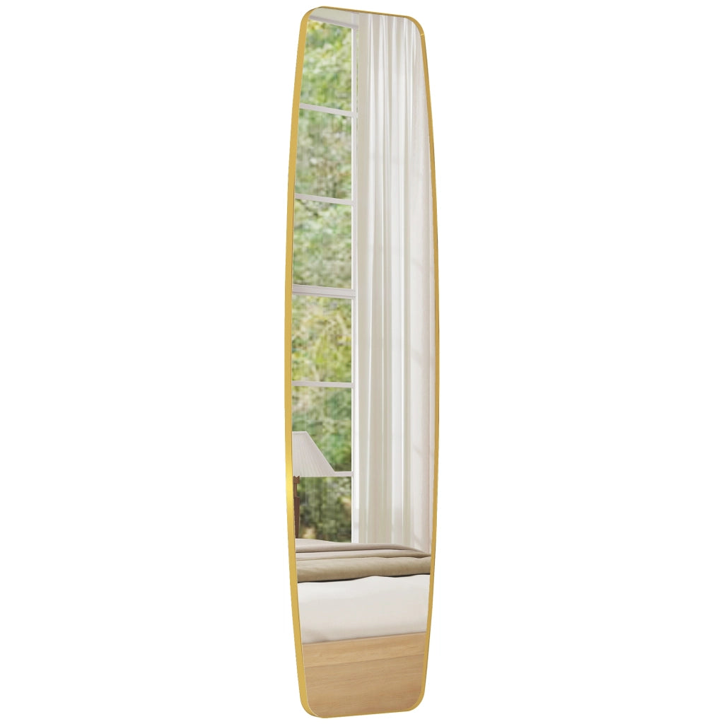 Specchio da Parete Ovale 160x40 cm ¨C Xylo ¨C Cornice Metallo e Legno Dorato