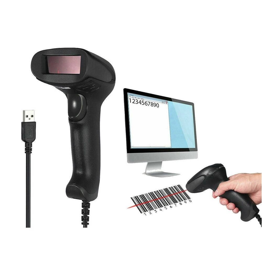 Trade Shop - Lettore Codice A Barre Barcode Scanner Con Cavo Usb Pistola Laser Q-a202 -