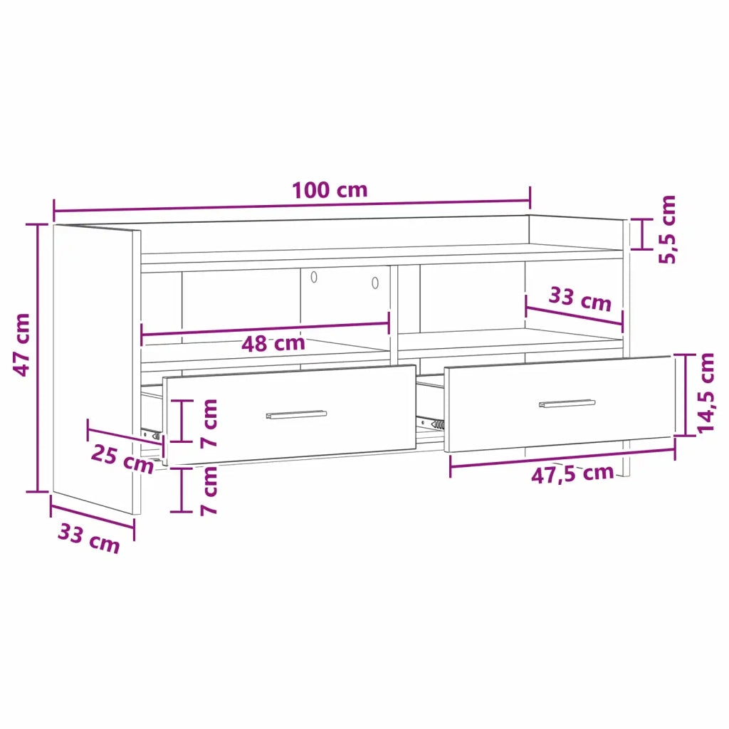 Mobile TV 100 x 33 x 47 cm Bianco Legno ingegnerizzato 8011155