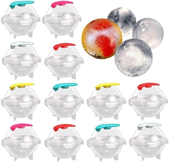 Forme per ghiaccio in forma di cubo 12 pezzi - Sferette di ghiaccio bolform - Silicone/Plastica - Fai da te ghiacciai - Gadget da cucina - Dimensioni 6 x 6,5 cm