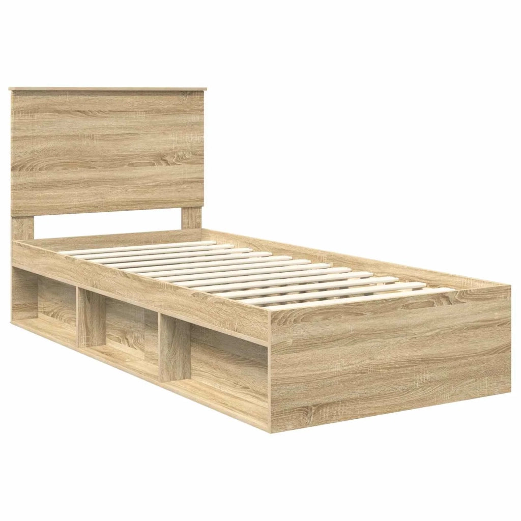 Letto singolo | Letto per adulti | Struttura del letto Rovere Sonoma 75 x 190 cm Pino massello