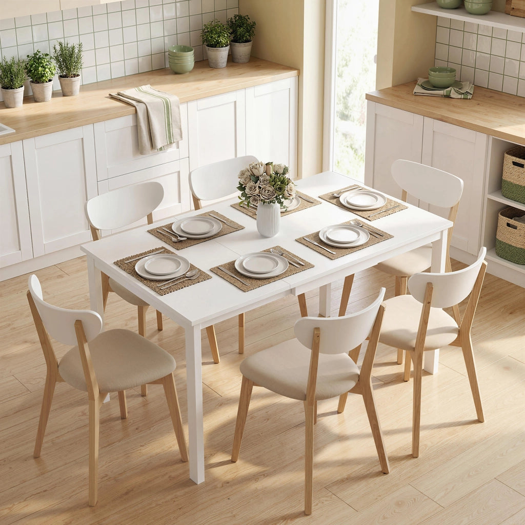 Tavolo da pranzo allungabile 80-120 cm bianco per 4-6 persone ¨C Xylo ¨C Con estensione scorrevole