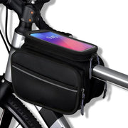 Borsa per bicicletta - Borsa per ruote - Doppia borsa per bicicletta - Display da 2.44 pollici - Borsa di stoccaggio grande - Manubrio - Protezione schermo TPU - Impermeabile - Bicicletta da corsa - Mountain bike - Nero