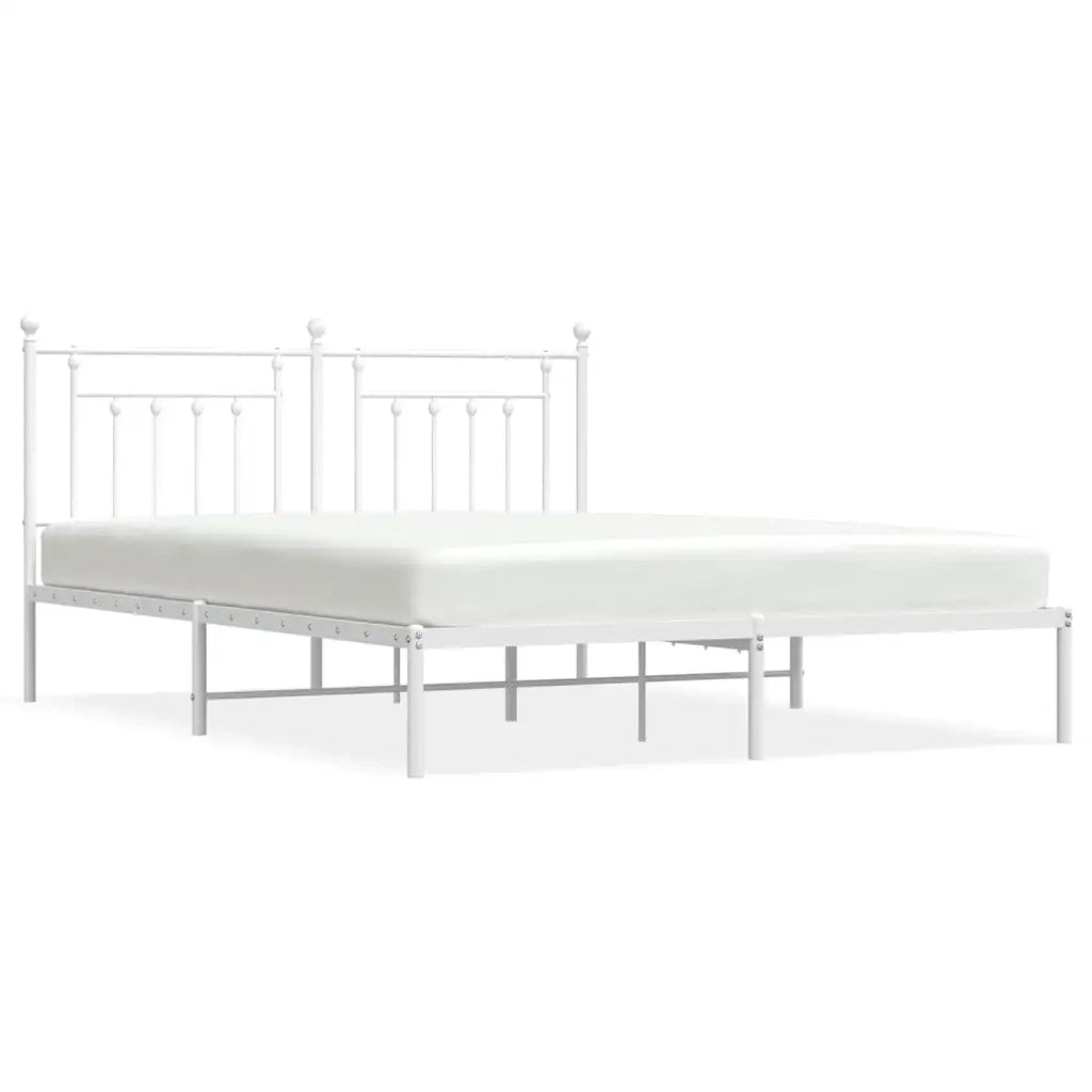 Letto matrimoniale | Letto per adulti | Giroletto con Testiera Metallo Bianco 183x213 cm