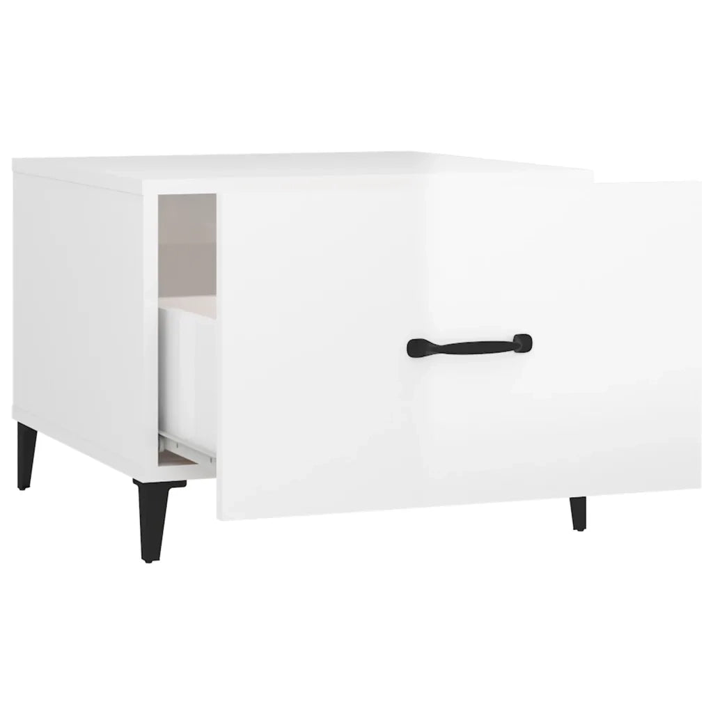 Tavolino Salotto con Gambe in Metallo Bianco Lucido 50x50x40cm 812738